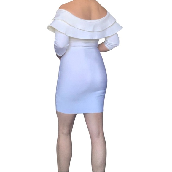 Wow Couture White Off-Shoulder Bodycon Dress Small - Picture 5 of 9